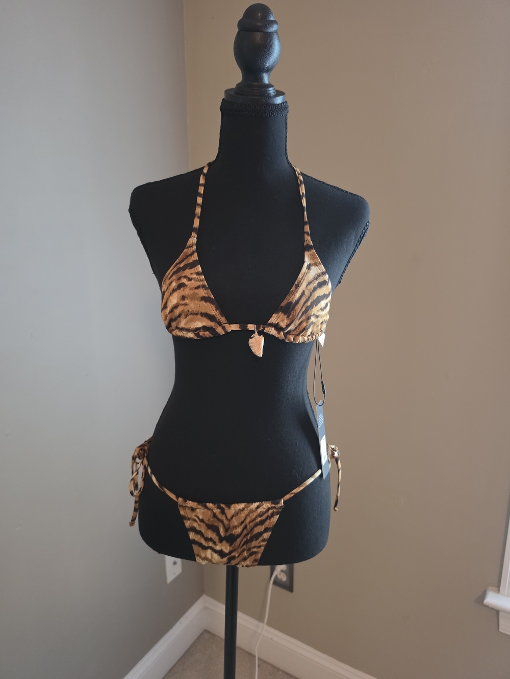 Fashion Nova Tiger-Print Bikini Top & Bottom - Brown